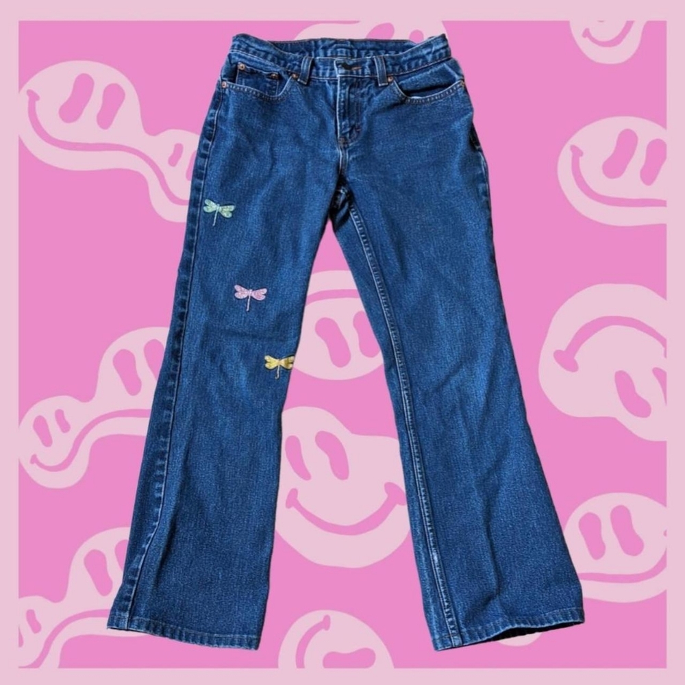 JORDACHE Y#K VINTAGE DRAGONFLY FLARE JEANS